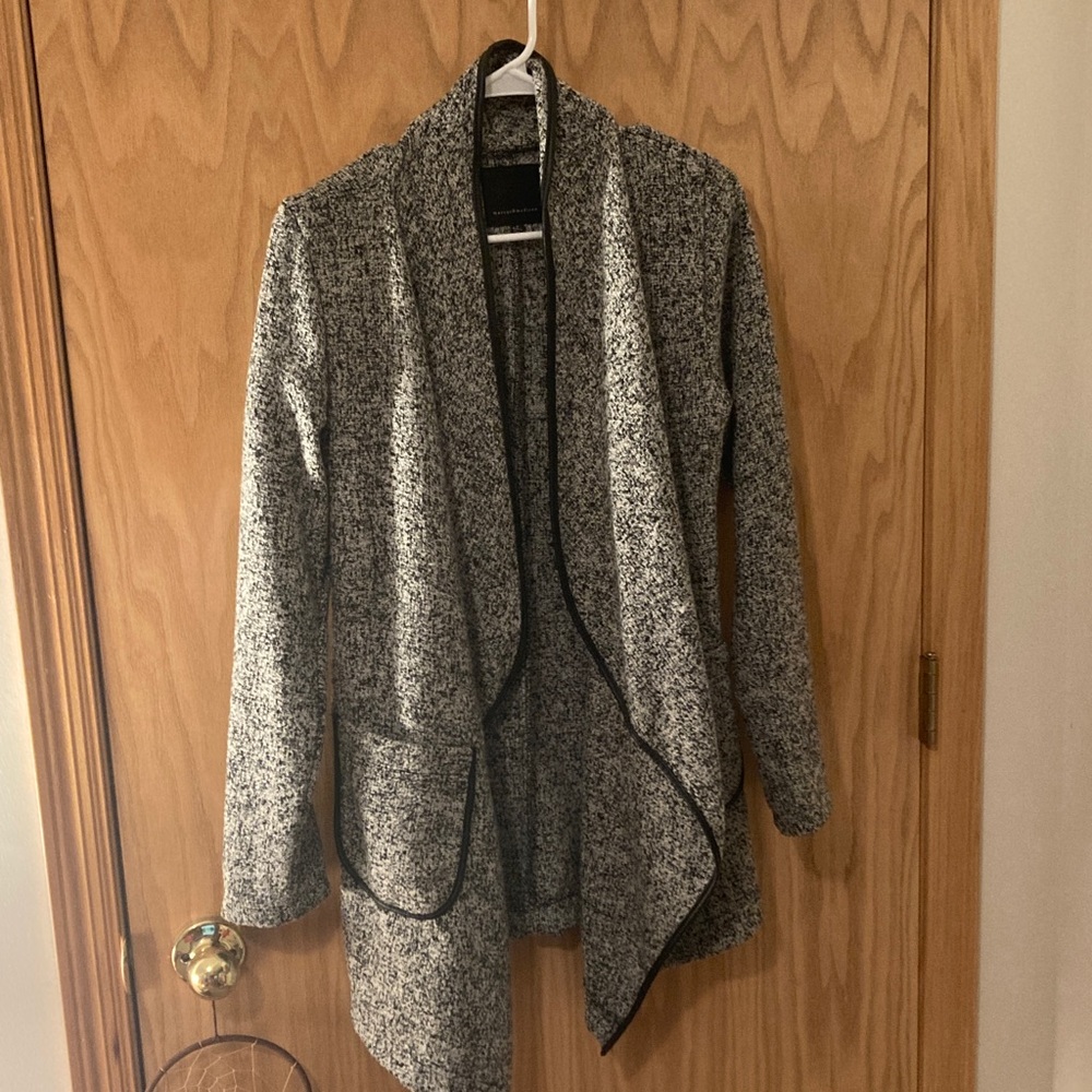 Mercer & Madison Black and White Open Front Cardigan